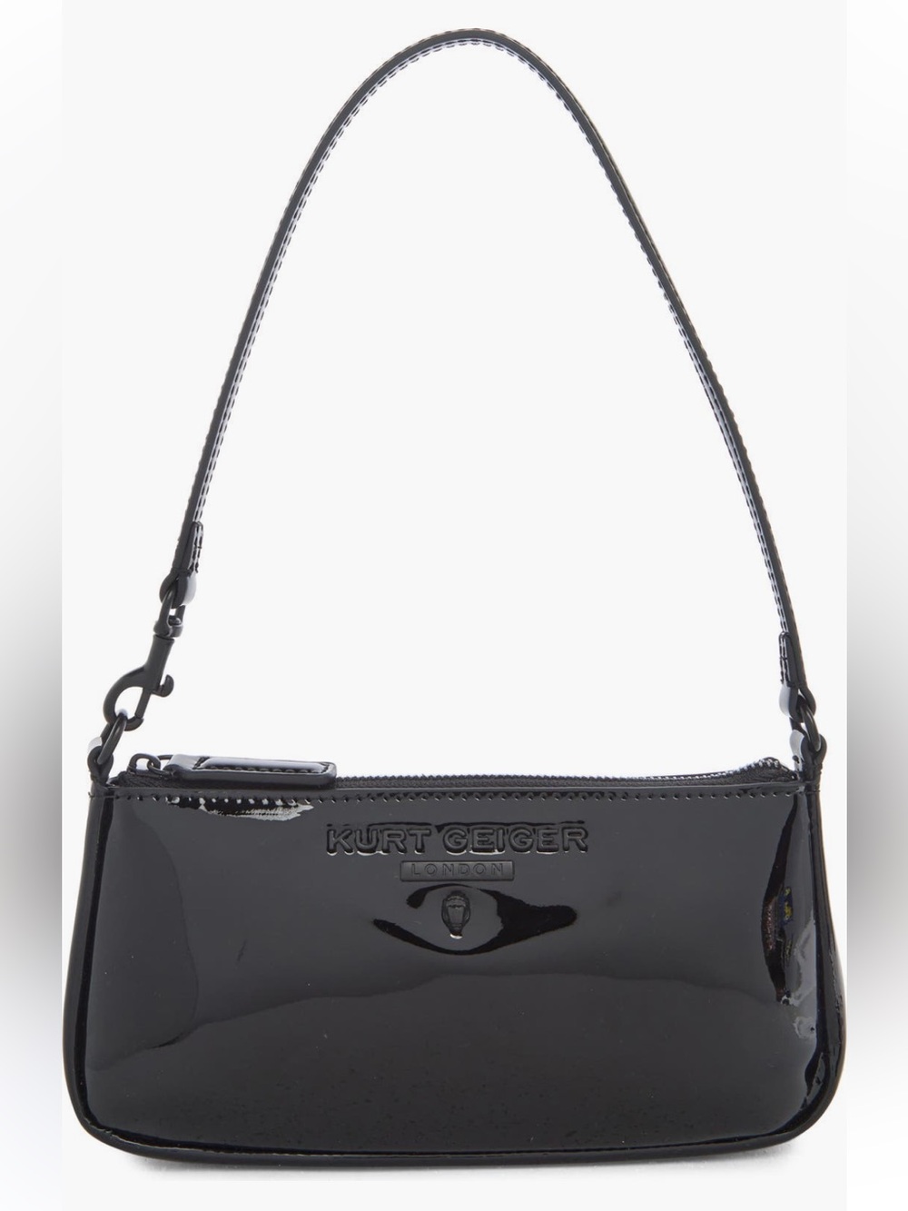 Kurt Geiger London Highgate Small Black Patent Wristlet Shoulder Bag